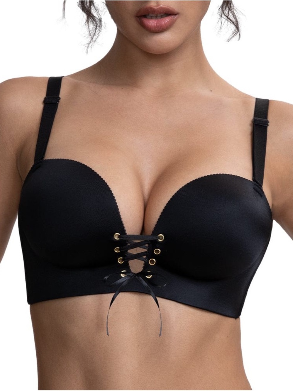 NWT Fallsweet Add Two Cups" Padded Wireless Plunge Push Up Bra Sz 32
